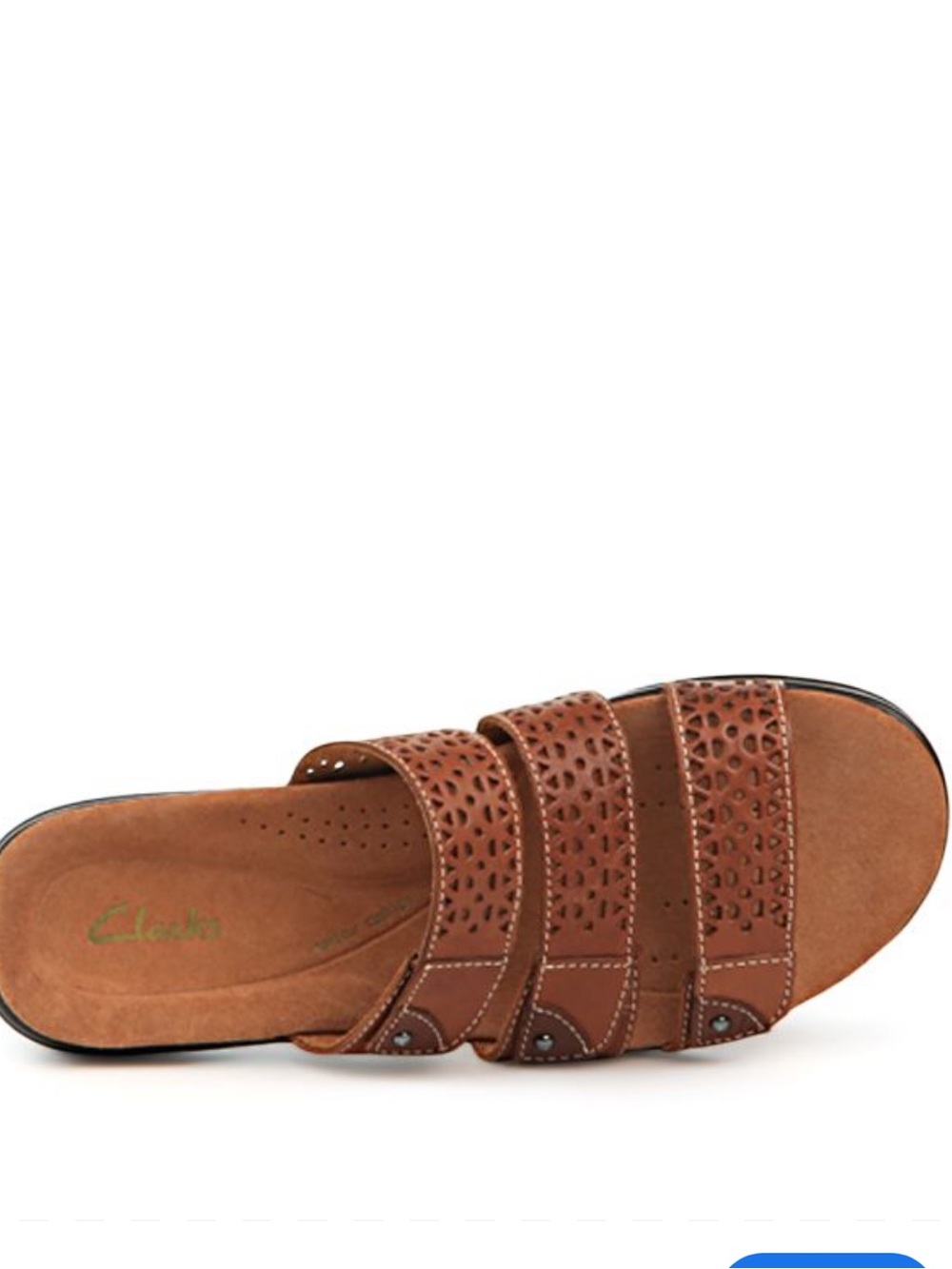 Clarks Kitly Walk Brown leather Triple-Strap Slide Sandal Sz 8